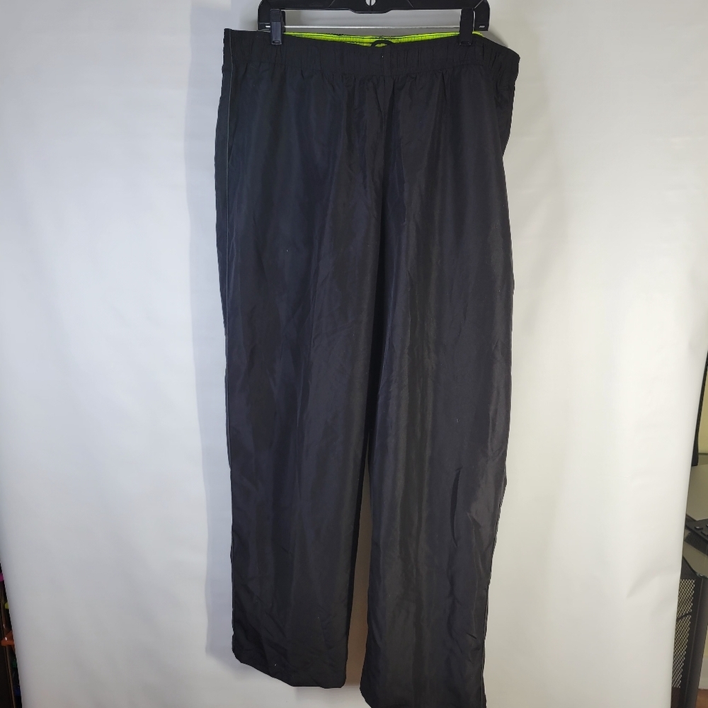 Mens Fila Track Pants Black/Neon Green Back Zipper pocket Size XXL